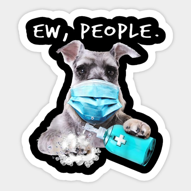 Miniature Schnauzer Ew People Dog Wearing A Face Mask Sticker by Carmenshutter